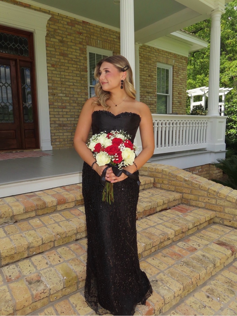 Terani Couture Strapless Black Prom Dress